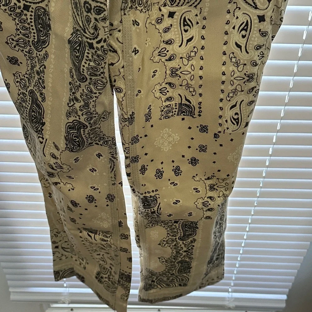 EUC Free People boyfriend printed bandana paisley overalls sz XS - Picture 6 of 10